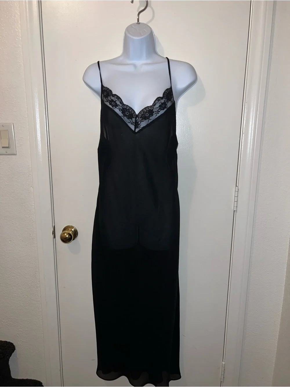 Silk Lane Bryant Black Lace-Trim Slip Dress